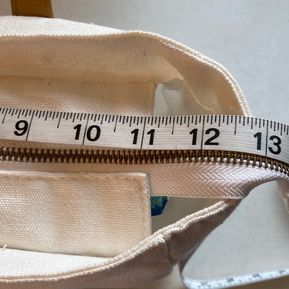 Cozy Earth White Canvas Tote with Tan Leather Handles - Picture 7 of 9